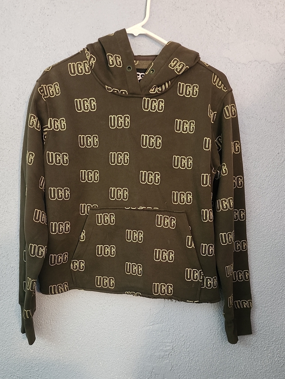 UGG Olive All-Over Logo Pullover Hoodie